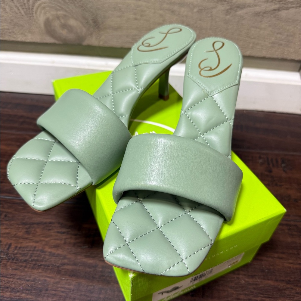 Sam Edelman Mint Quilted Heels